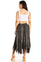 Emery Vintage Maxi Rayon Embroidered Zigzag Hem Flowy Skirt