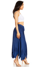 Emery Vintage Maxi Rayon Embroidered Zigzag Hem Flowy Skirt