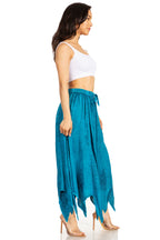 Emery Vintage Maxi Rayon Embroidered Zigzag Hem Flowy Skirt