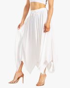 Emery Vintage Maxi Rayon Embroidered Zigzag Hem Flowy Skirt