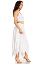 Emery Vintage Maxi Rayon Embroidered Zigzag Hem Flowy Skirt