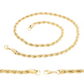 14K Gold Plated Rope Chain Twisted Link Necklace 18"-30" Length | W 2-7 mm