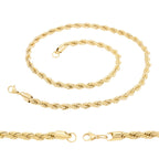 14K Gold Plated Rope Chain Twisted Link Necklace 18"-30" Length | W 2-7 mm