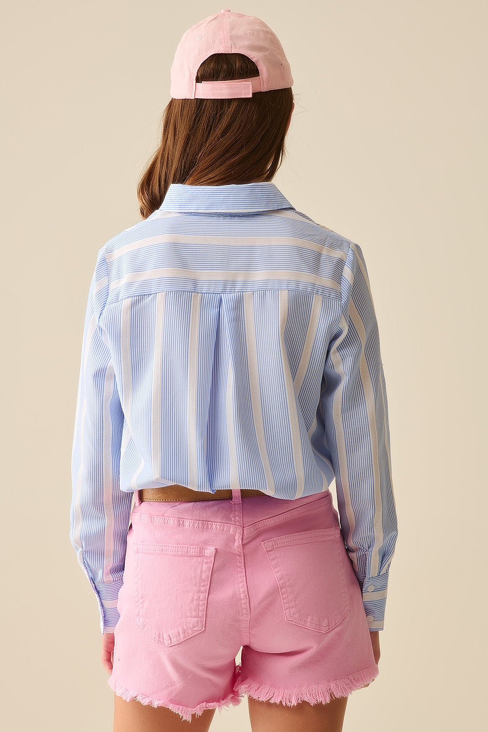 Soft Fabric Striped Shirt in Blue and White