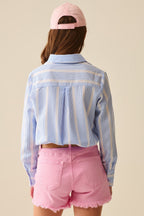 Soft Fabric Striped Shirt in Blue and White