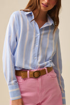 Soft Fabric Striped Shirt in Blue and White