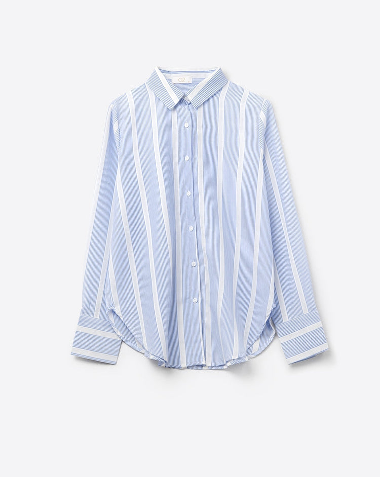 Soft Fabric Striped Shirt in Blue and White