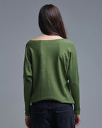 Soft Knit Olive Green Sweater with Sleeve Button Details