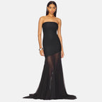 Strapless Bodycon Mesh Fitted Dress