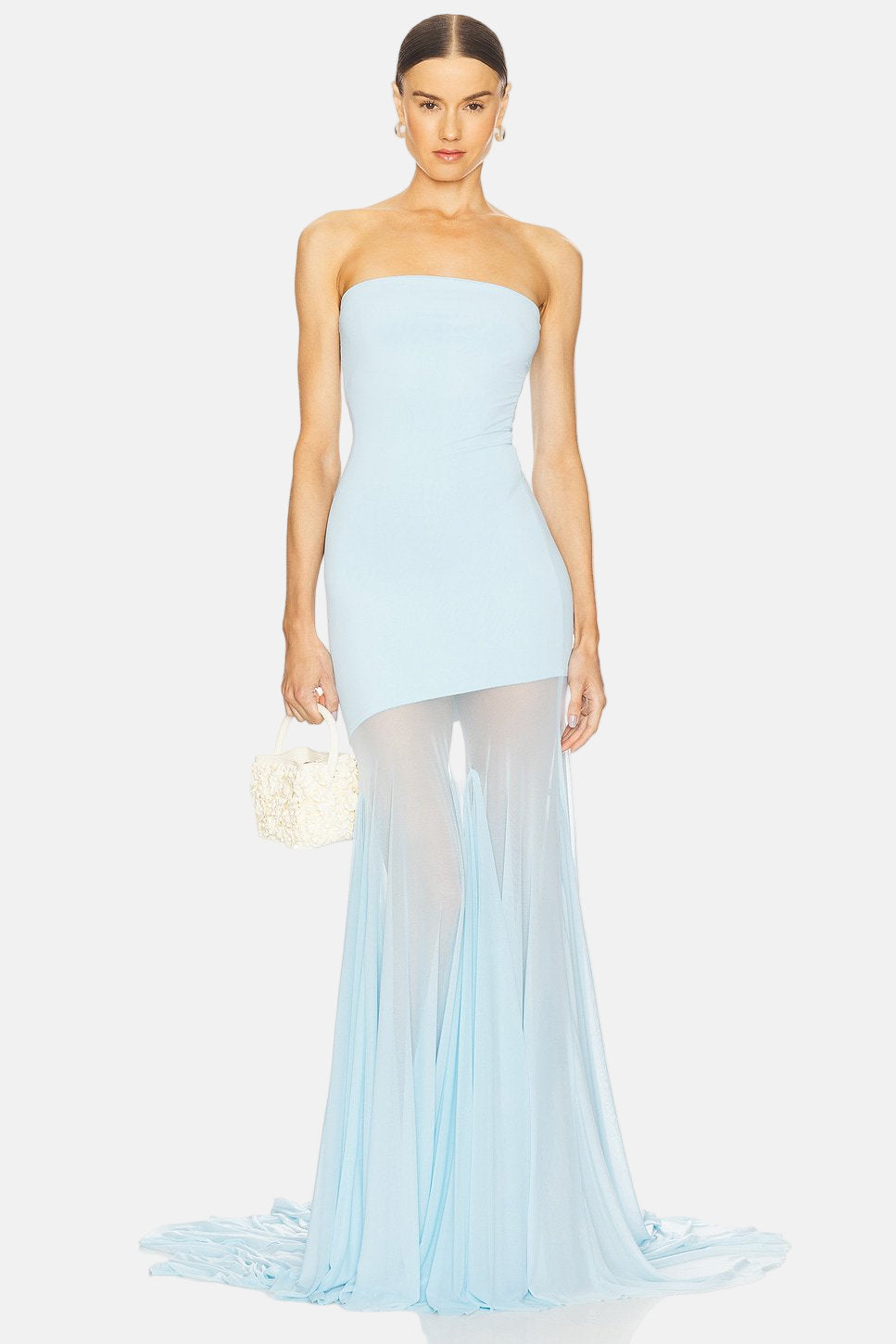 Strapless Bodycon Mesh Fitted Dress