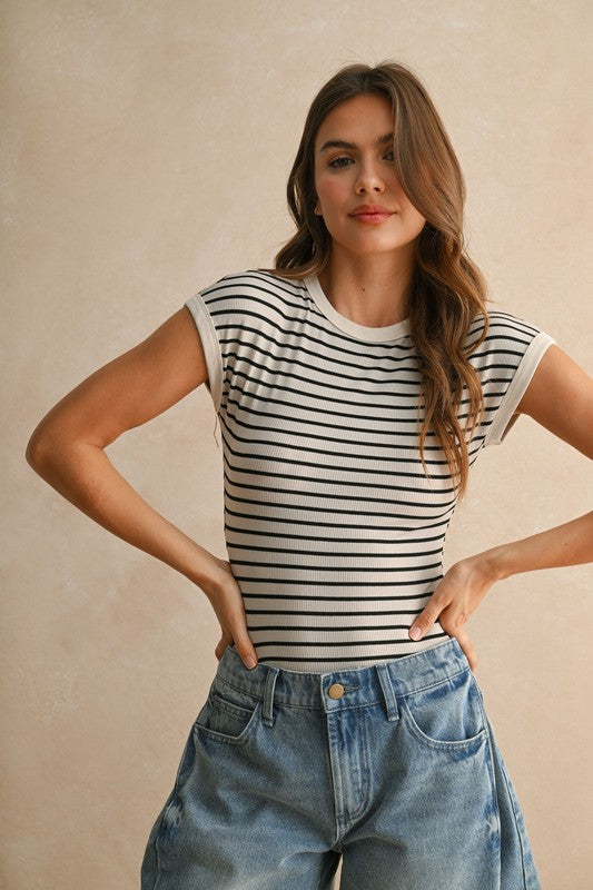 Striped Ribbed Knit Bodysuit | 2 Color Ways