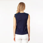 Sleeveless Mix-Media Blouse