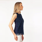 Sleeveless Mix-Media Blouse