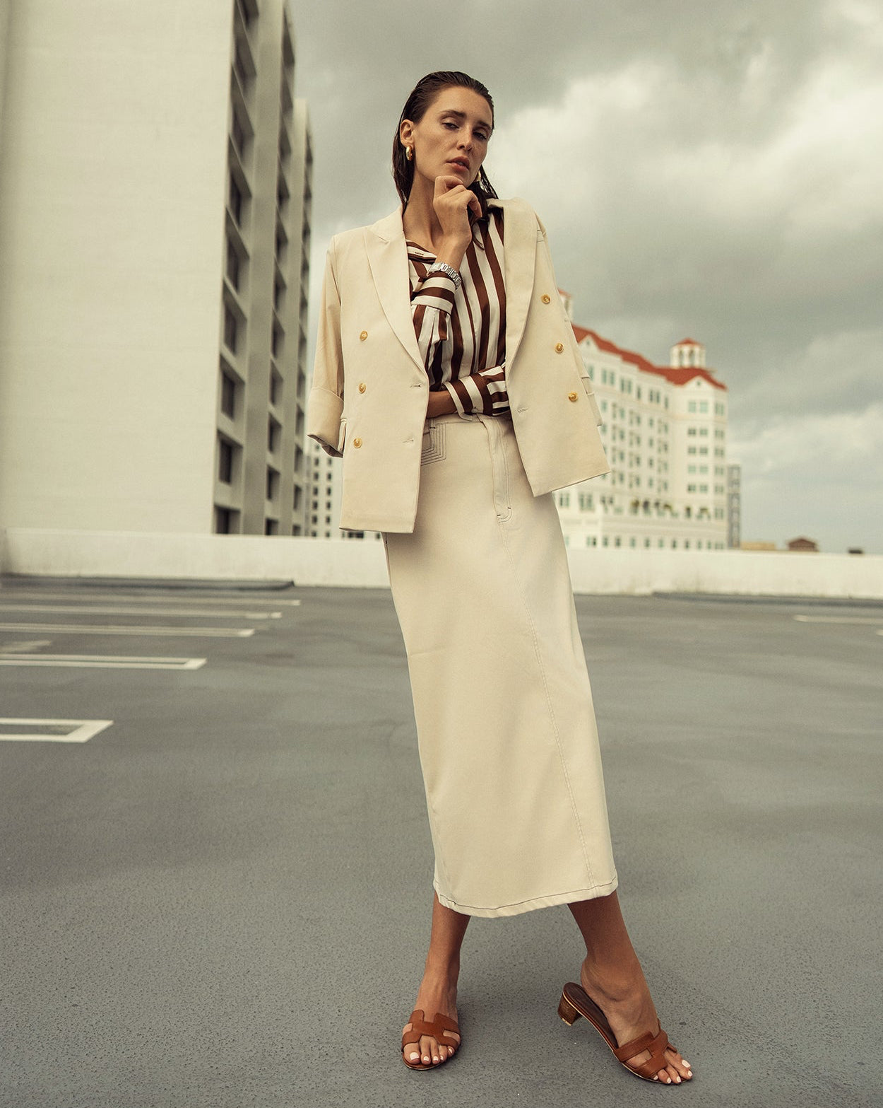 Stretch Colored Denim Skirt