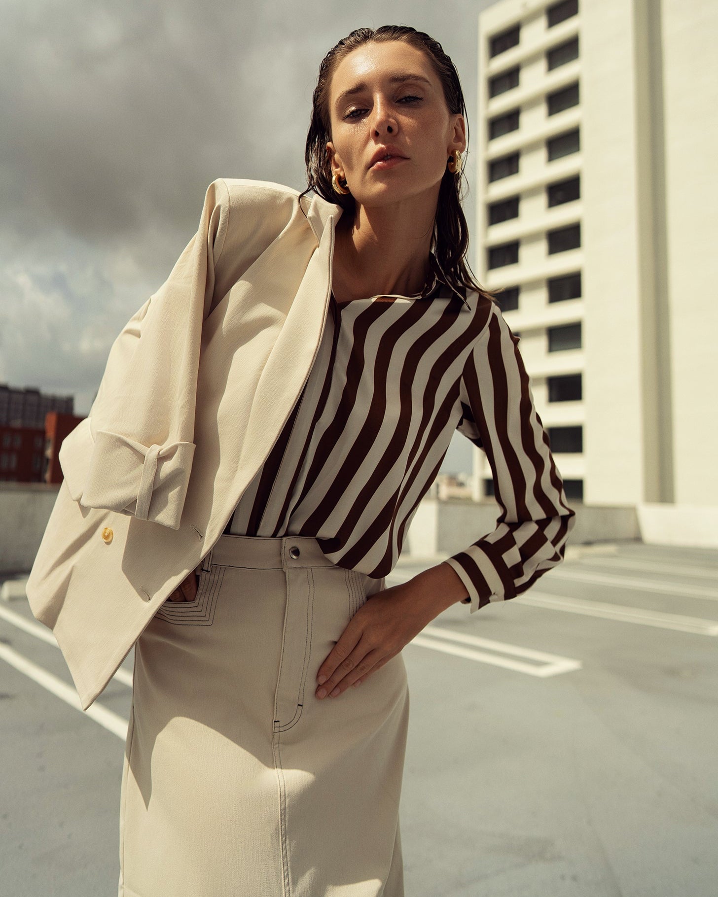 Striped Silky Blouse