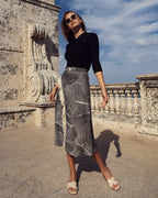 Faux Wrap Fringe Skirt