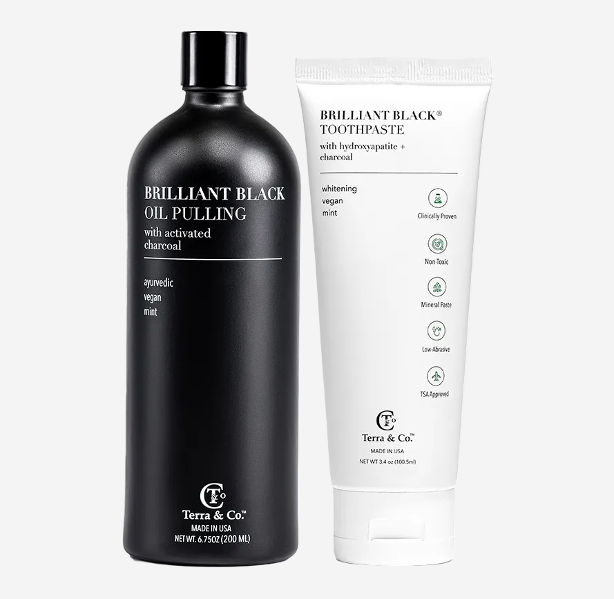 Brilliant Black® Oil Pulling Ayurvedic Mouthwash for Teeth Whitening, Detox & Gum Health