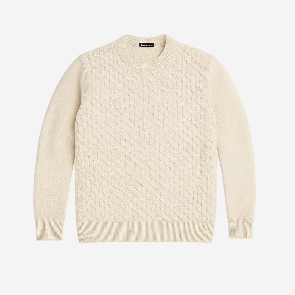 Crew Neck Cable Knit Sweater | Ecru