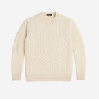 Crew Neck Cable Knit Sweater | Ecru