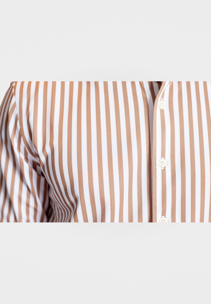 The Go Big Stripe Long Sleeve Tech Shirt | Espresso
