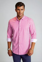 The Go Big Stripe Long Sleeve Tech Shirt | Sunset Stripe