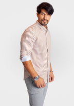 The Go Big Stripe Long Sleeve Tech Shirt | Espresso