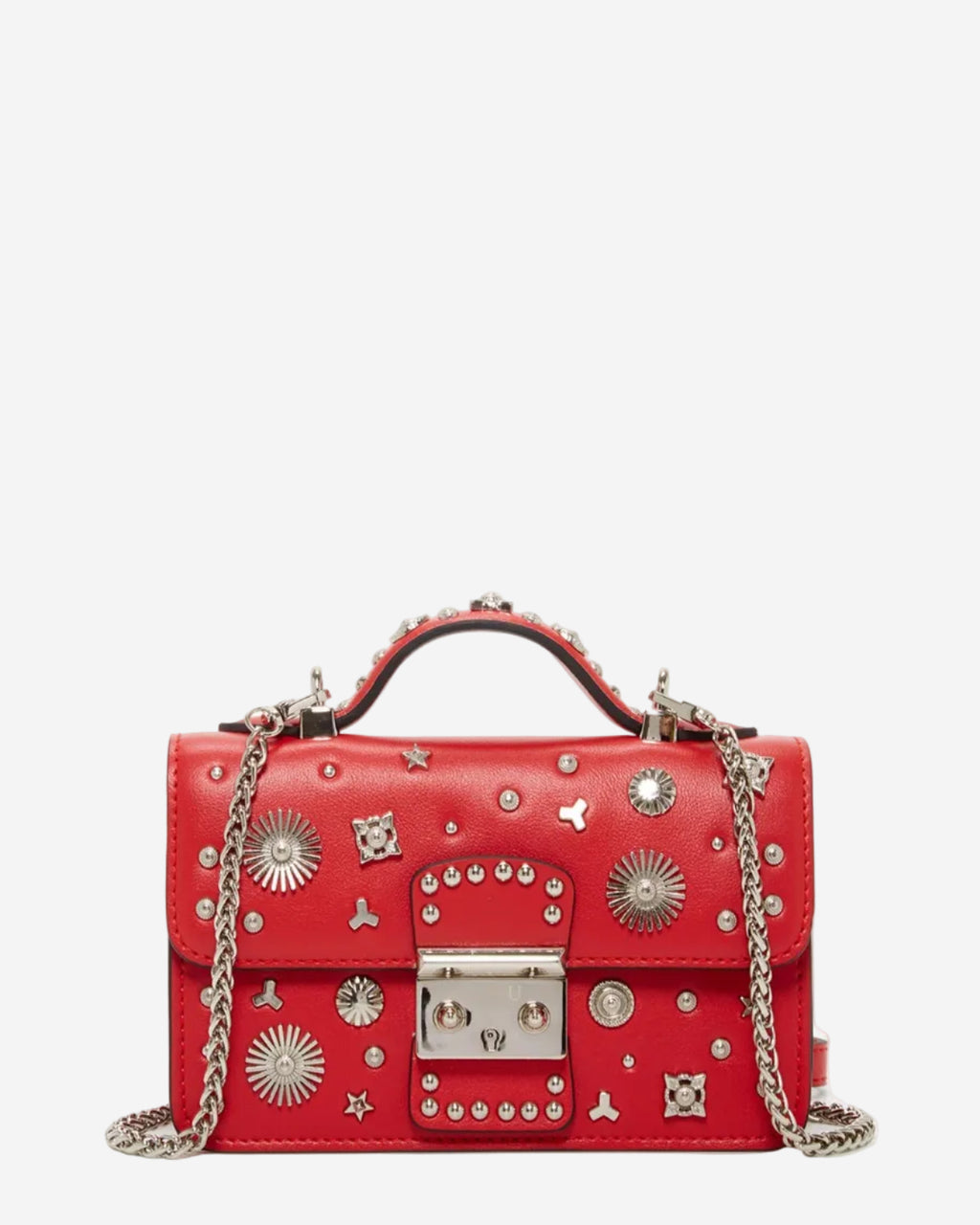 Studded Small Leather Crossbody Bag | Red Purse