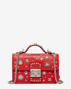 Studded Small Leather Crossbody Bag | Red Purse