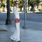 Studded Small Leather Crossbody Bag | Red Purse