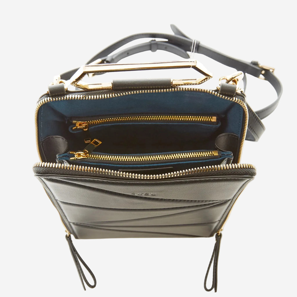 SUSU the Heidi Black Leather Backpack Purse
