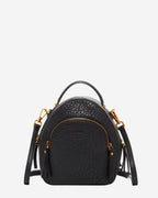 SUSU Small Black Leather Backpack Purse for Women Convertible Crossbody Bag