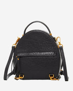 SUSU Small Black Leather Backpack Purse for Women Convertible Crossbody Bag