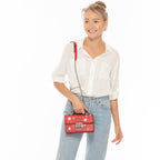Studded Small Leather Crossbody Bag | Red Purse