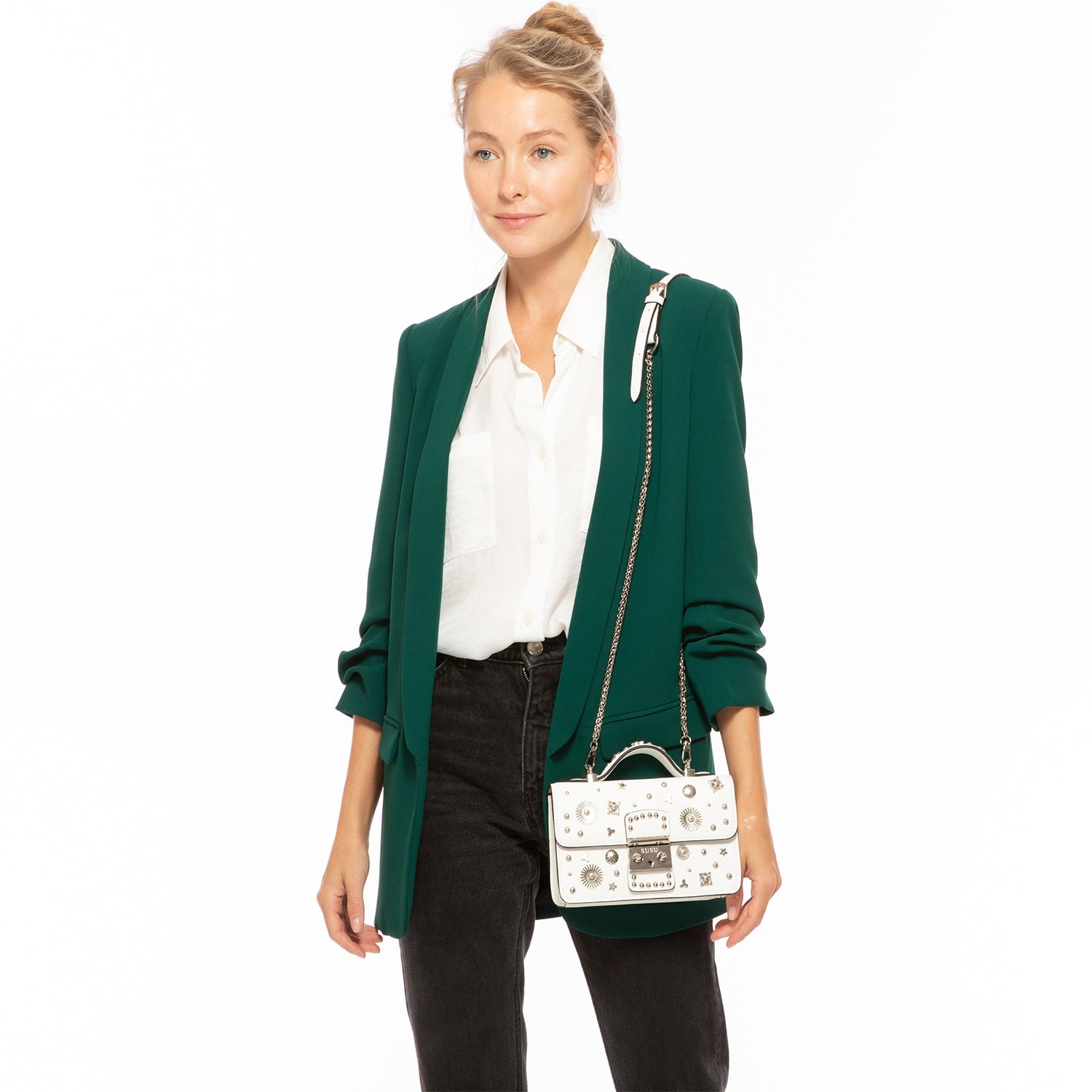 White Purse Small Leather Crossbody Bag