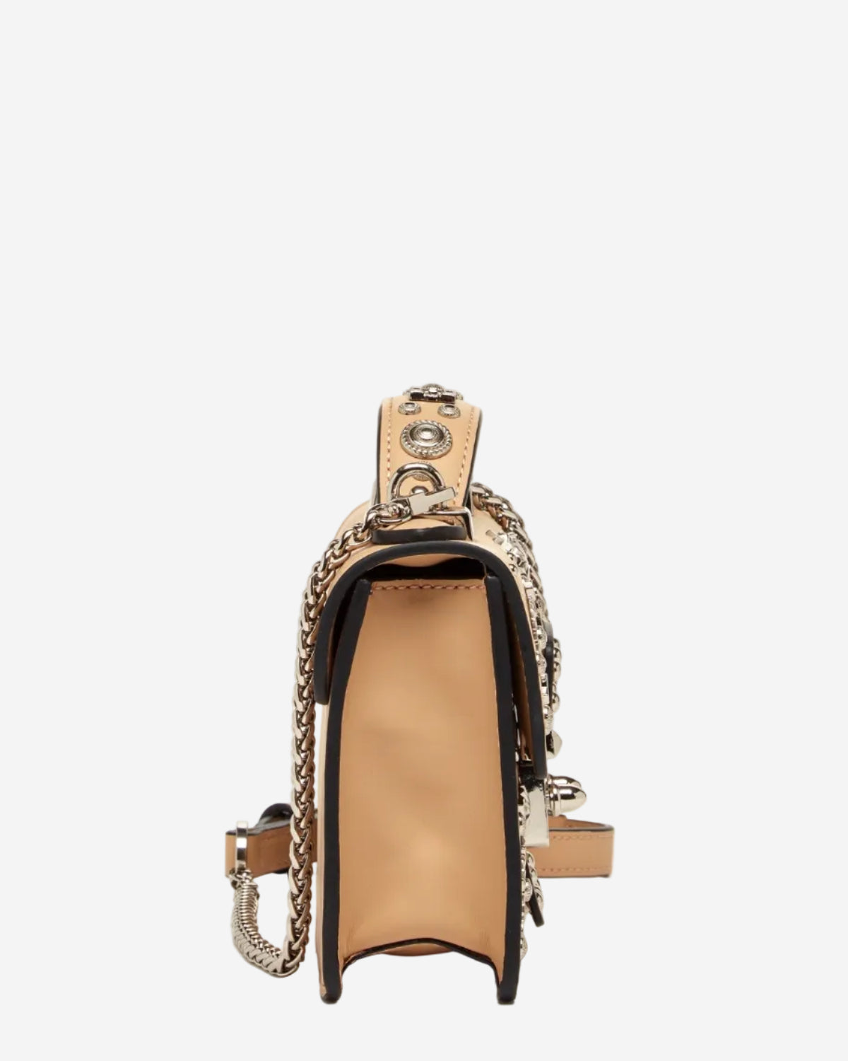SUSU Small Leather Crossbody Bag Studded Dark Beige