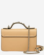 SUSU Small Leather Crossbody Bag Studded Dark Beige