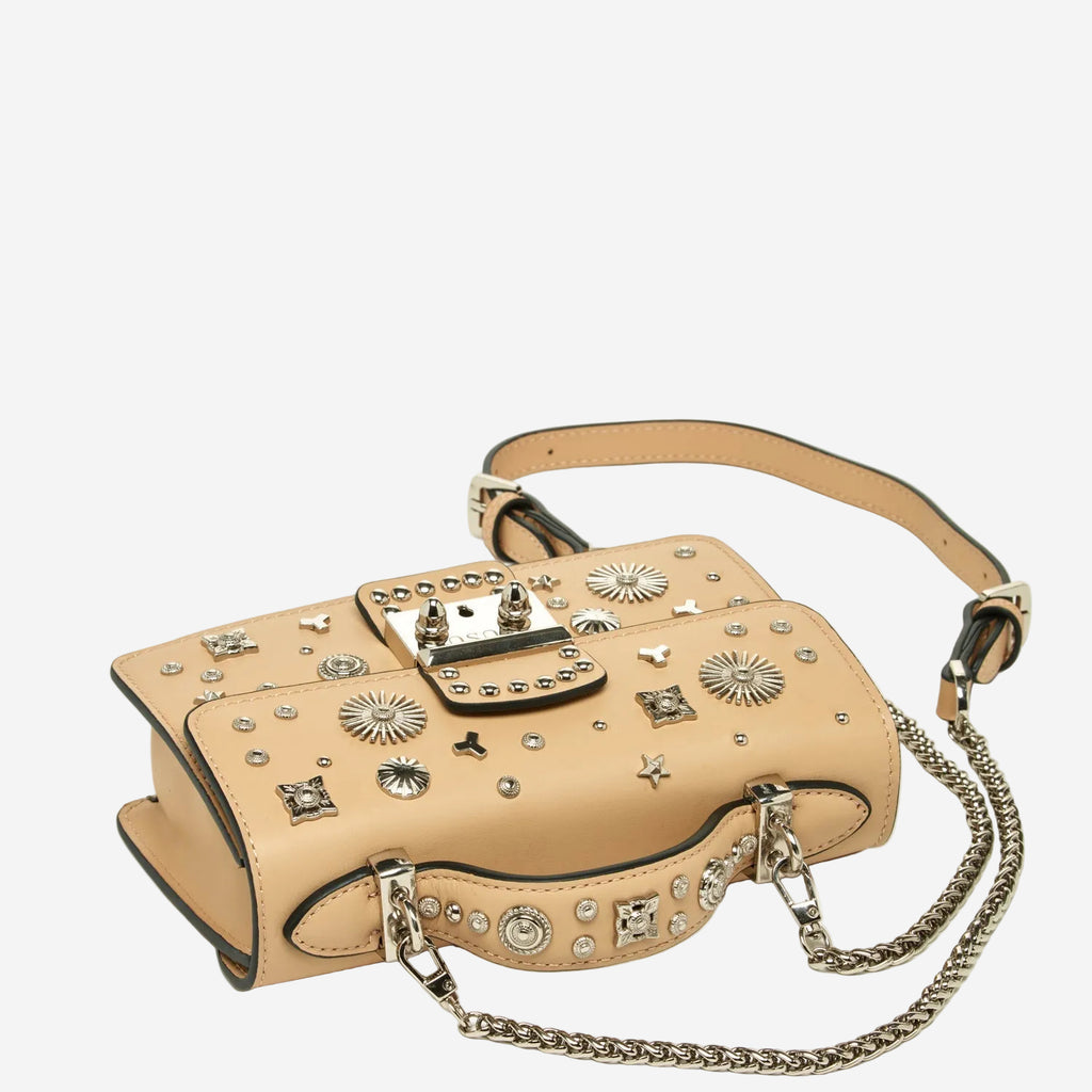SUSU Small Leather Crossbody Bag Studded Dark Beige