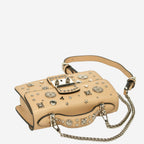 SUSU Small Leather Crossbody Bag Studded Dark Beige