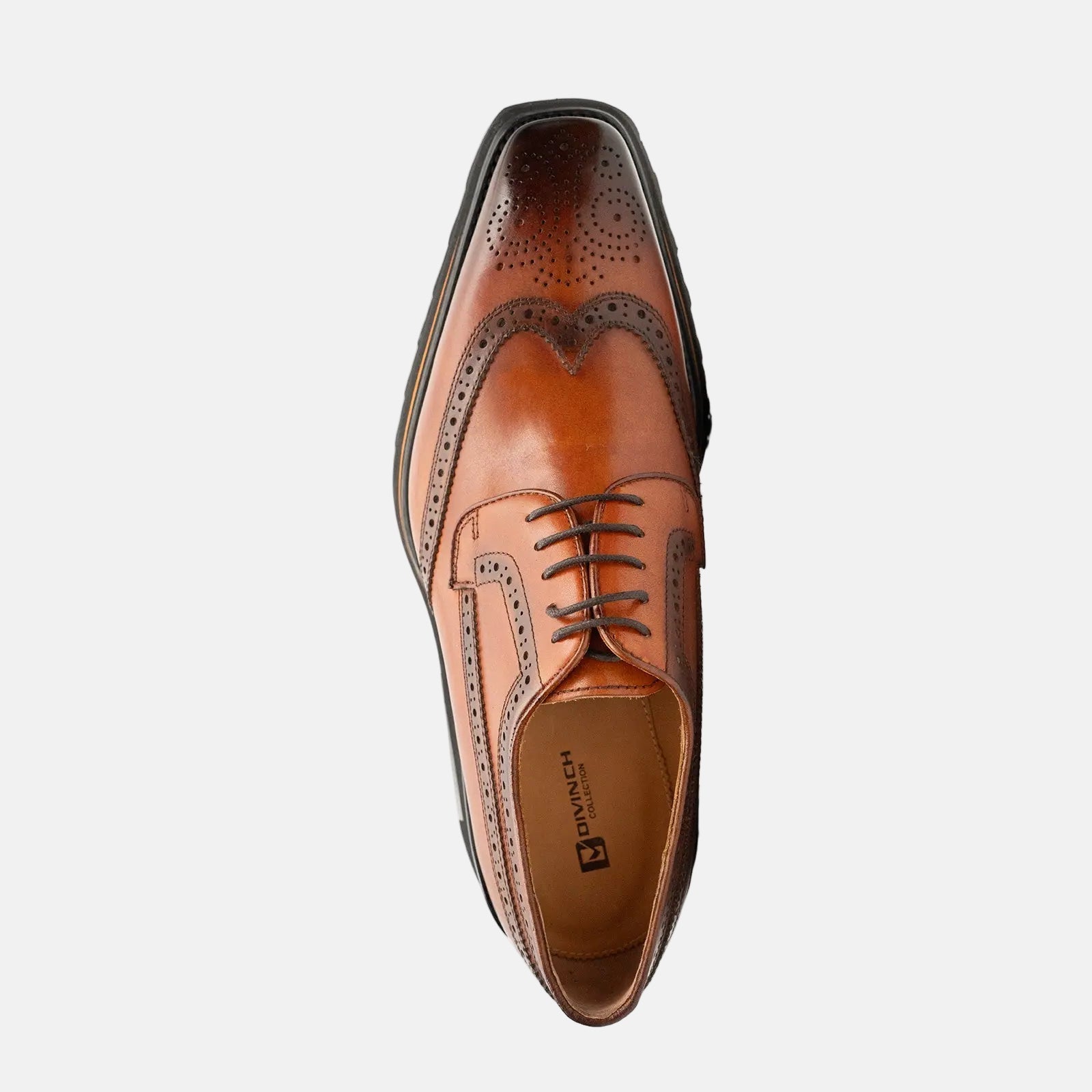 Thick-Soled Calfskin Formal Brogue Derby Shoes | Brown