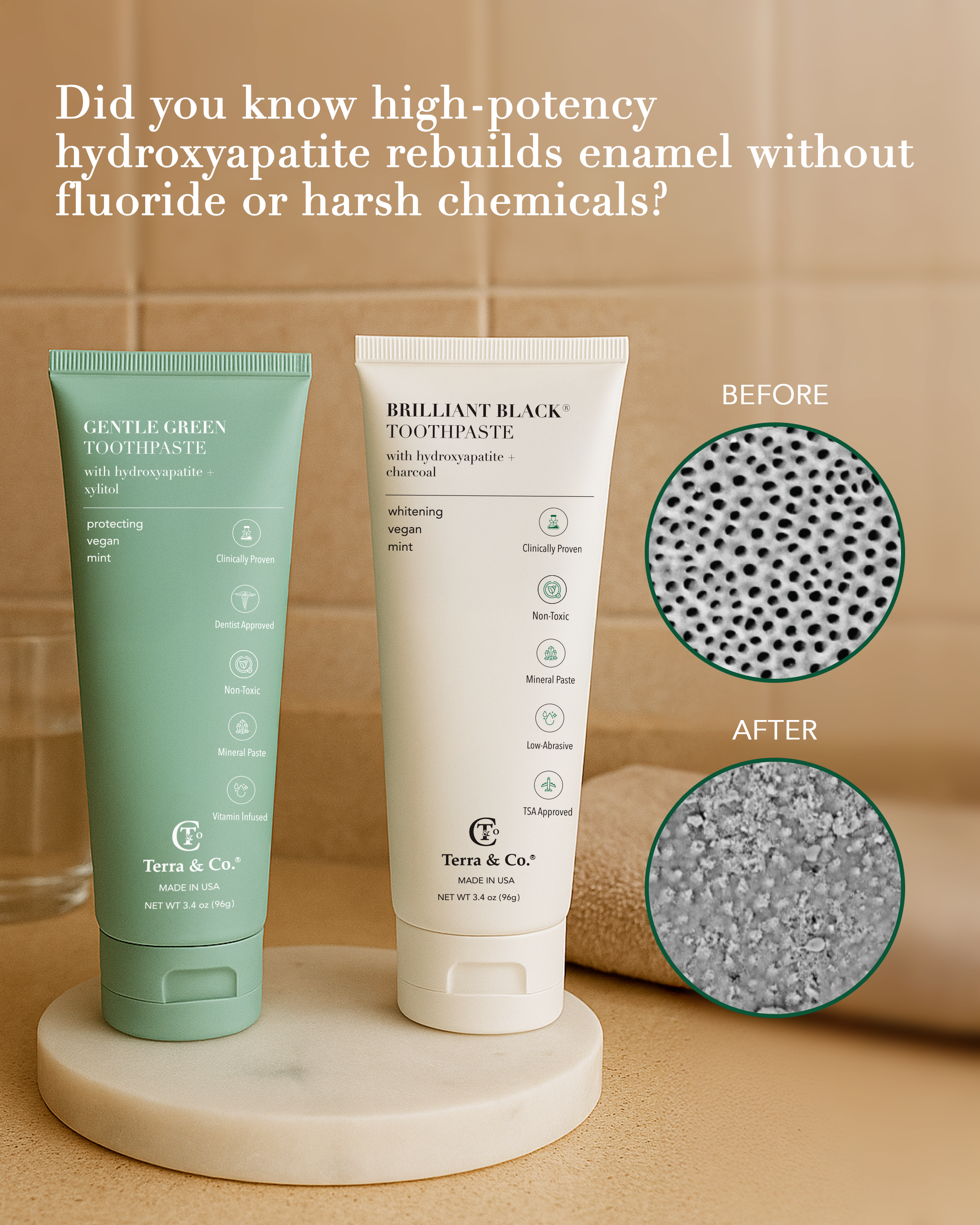 Natural Charcoal Toothpaste + Hydroxyapatite Bundle | Fluoride-Free Whitening & Remineralizing Duo