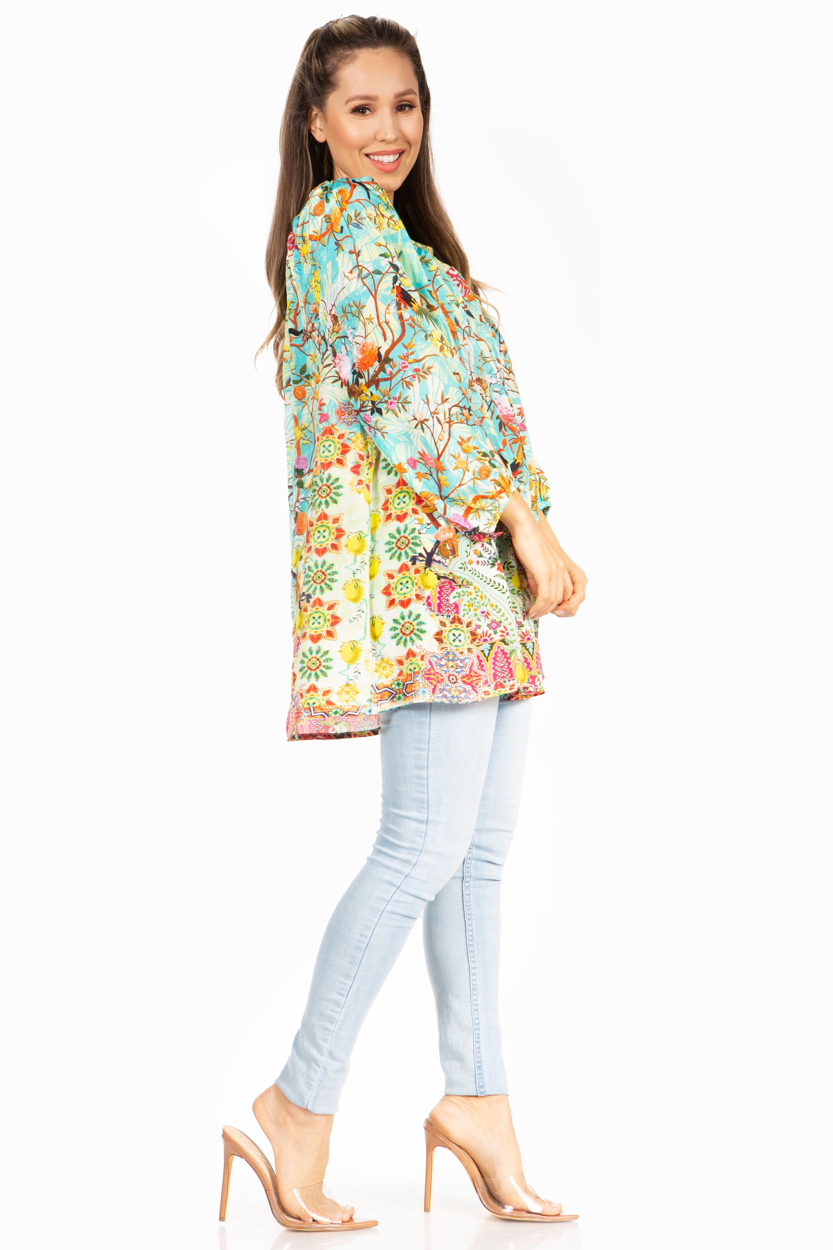 Sakkas Darsy Women's Floral Print Top | Pirate Boho Style