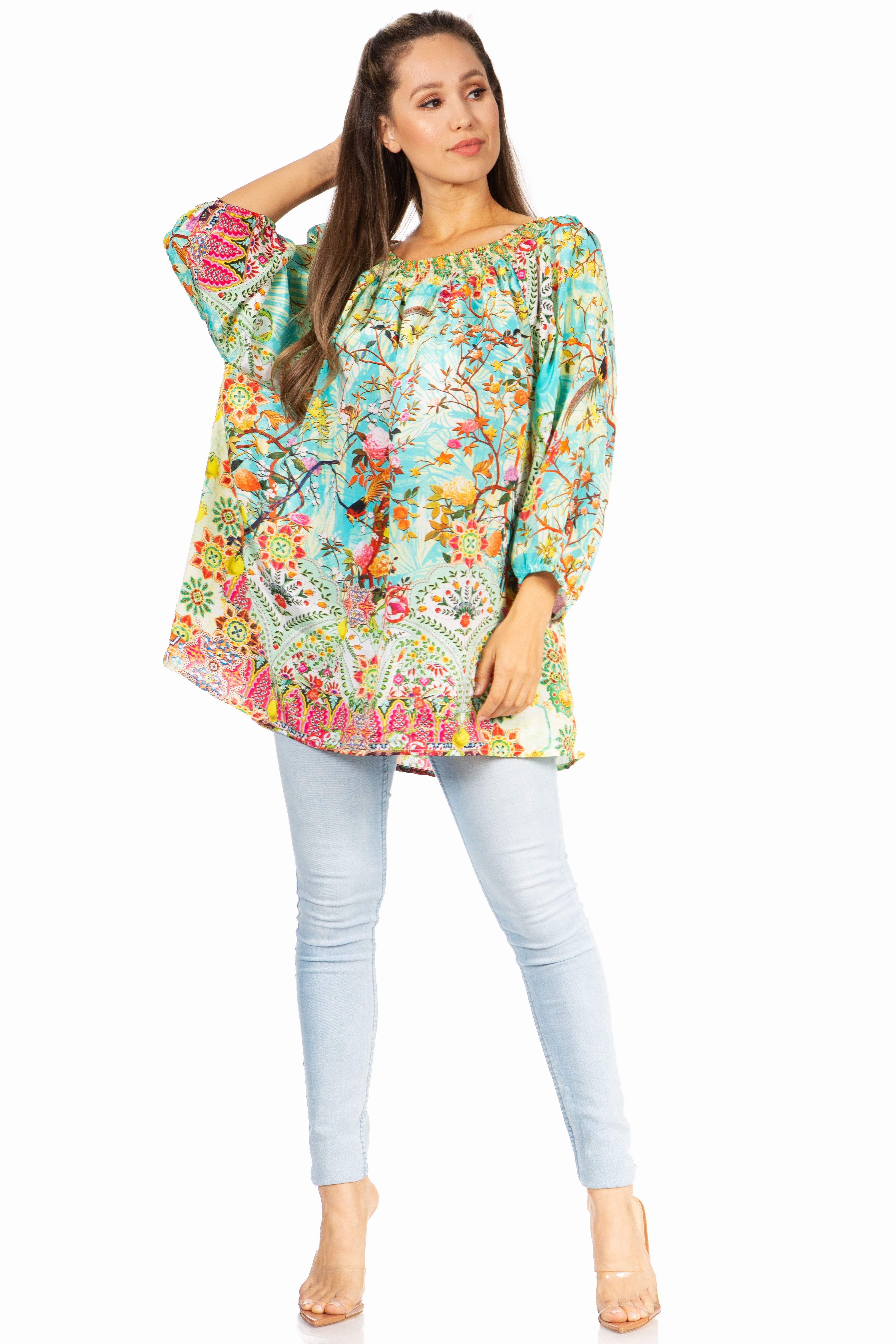Sakkas Darsy Women's Floral Print Top | Pirate Boho Style