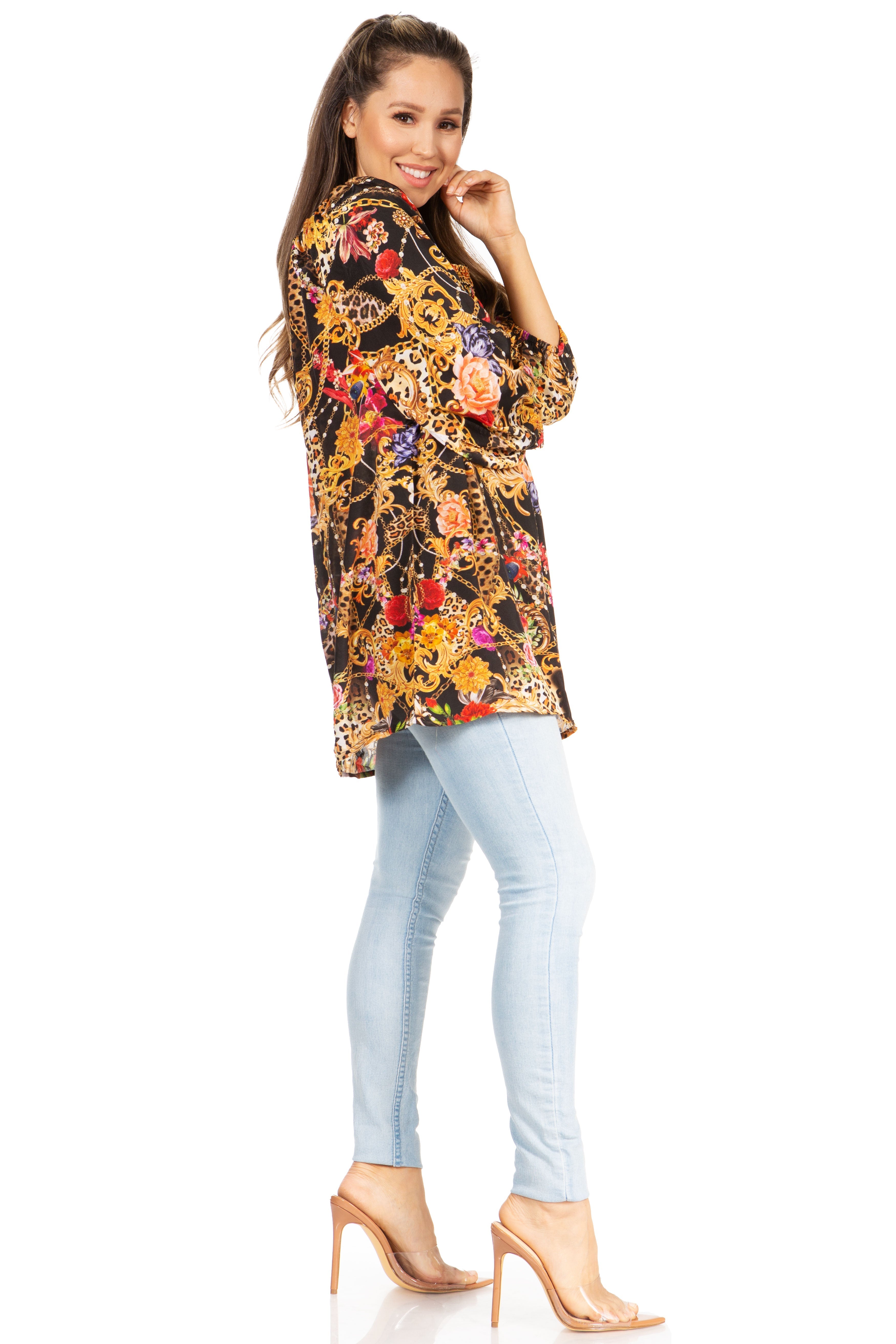 Sakkas Darsy Women's Floral Print Top | Pirate Boho Style