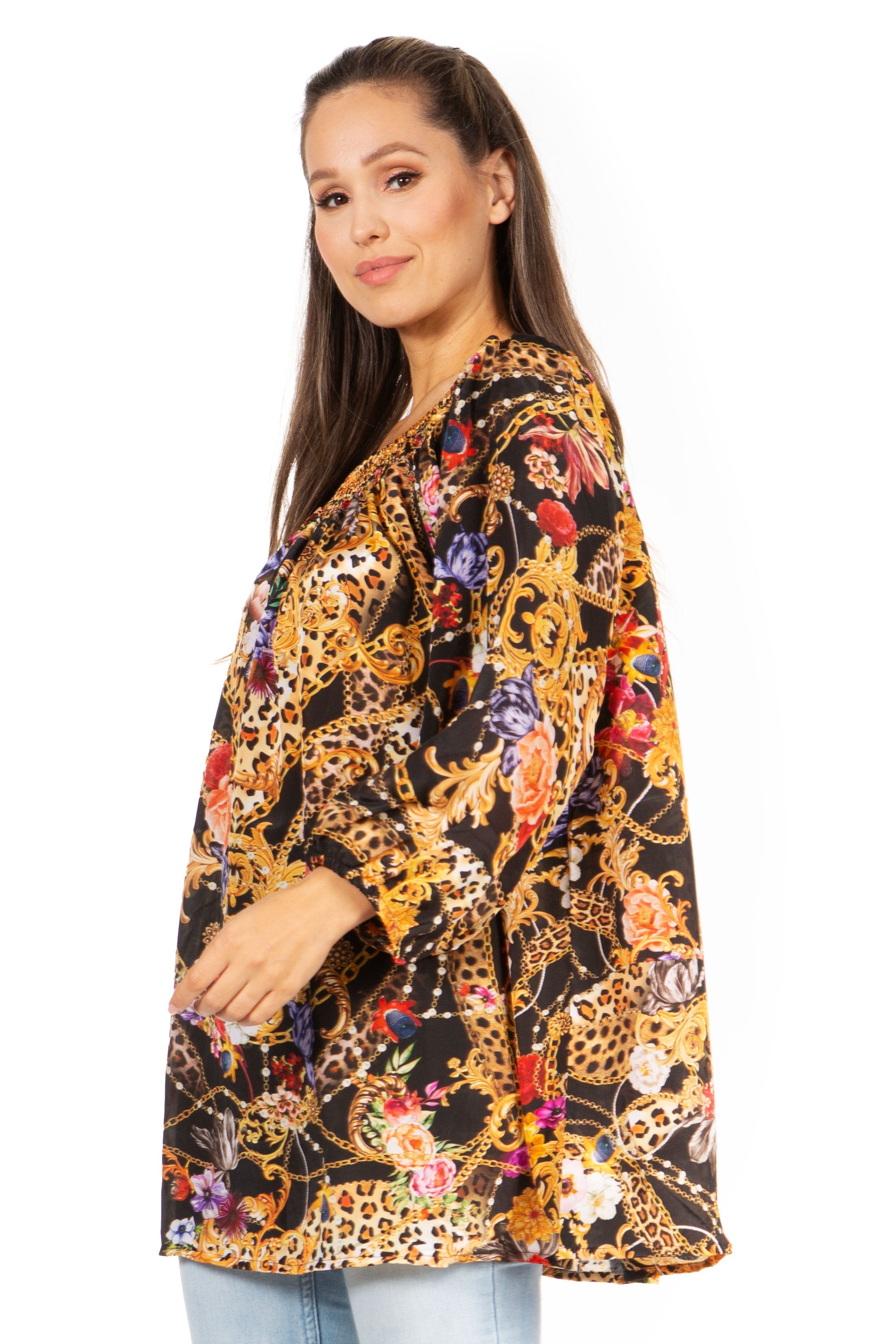 Sakkas Darsy Women's Floral Print Top | Pirate Boho Style
