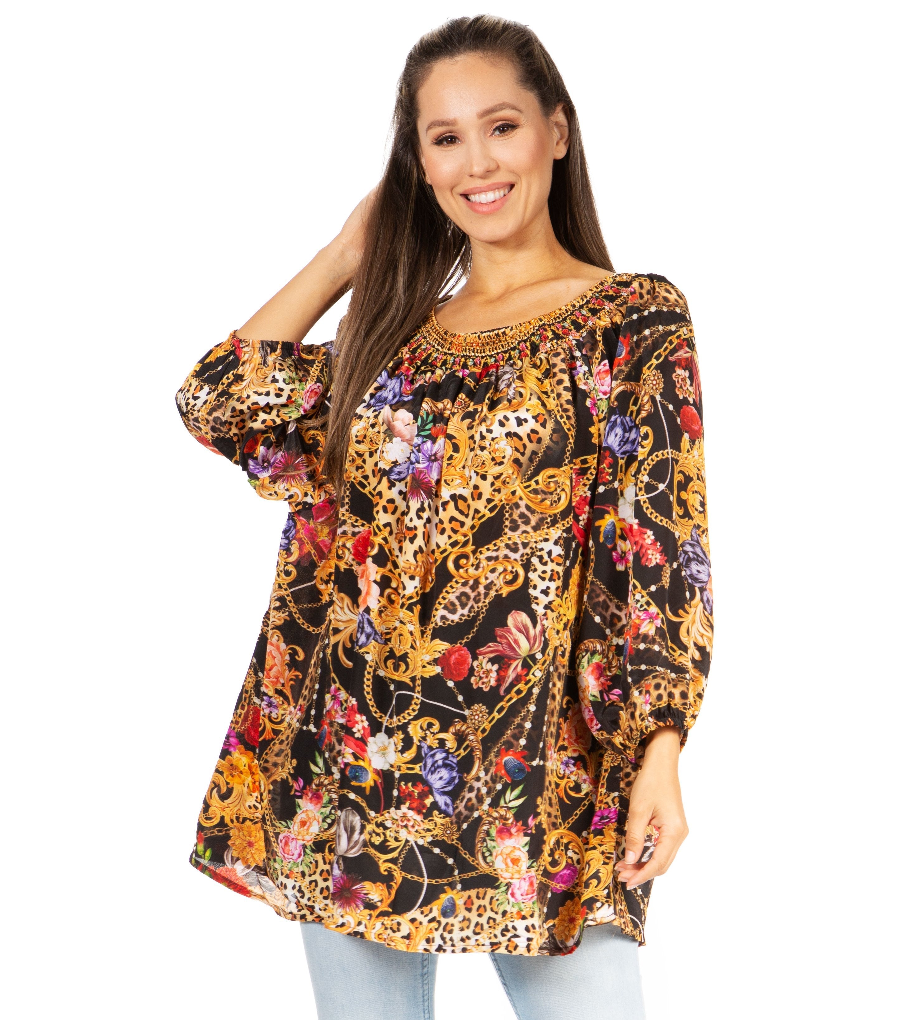 Sakkas Darsy Women's Floral Print Top | Pirate Boho Style