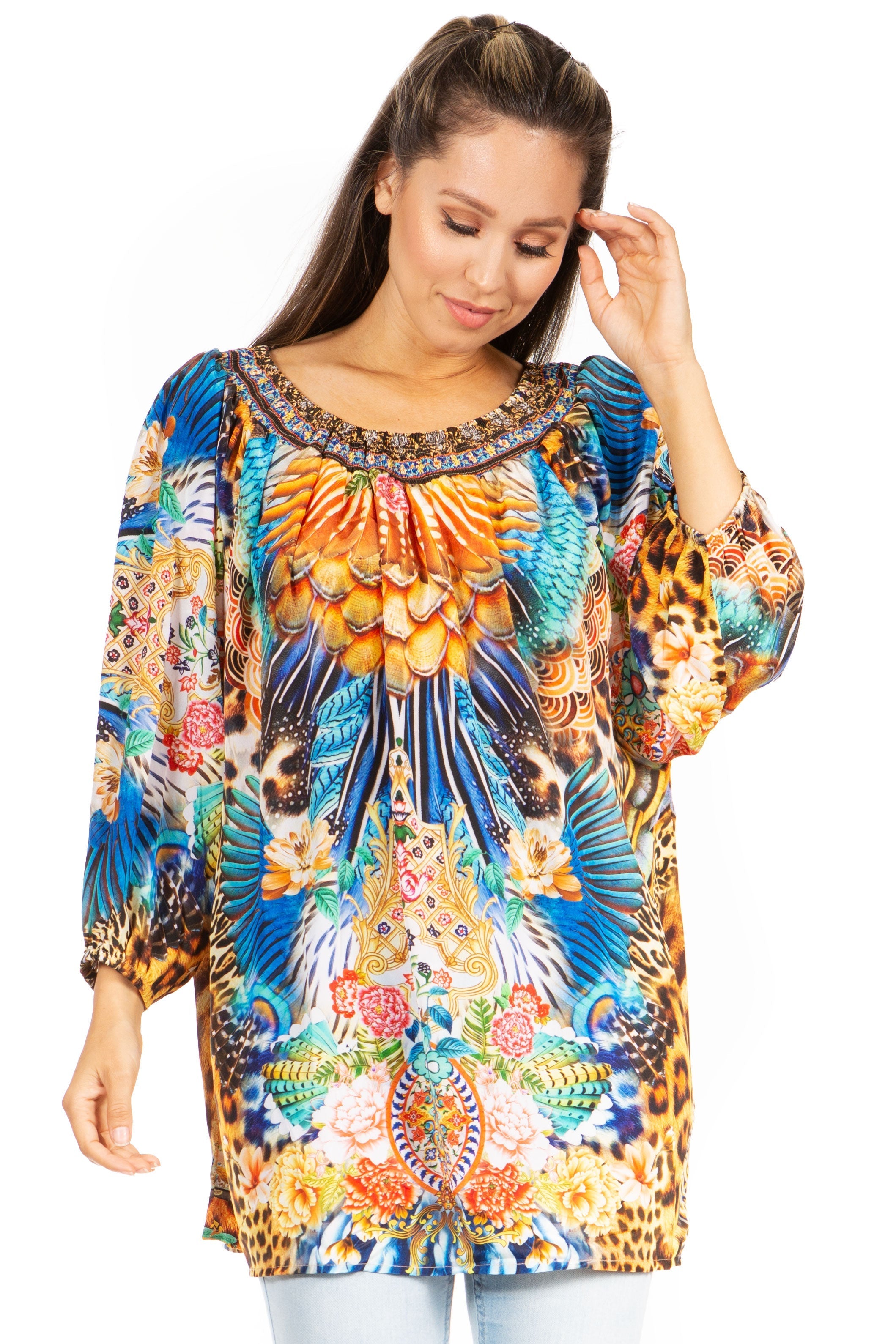 Sakkas Darsy Women's Floral Print Top | Pirate Boho Style