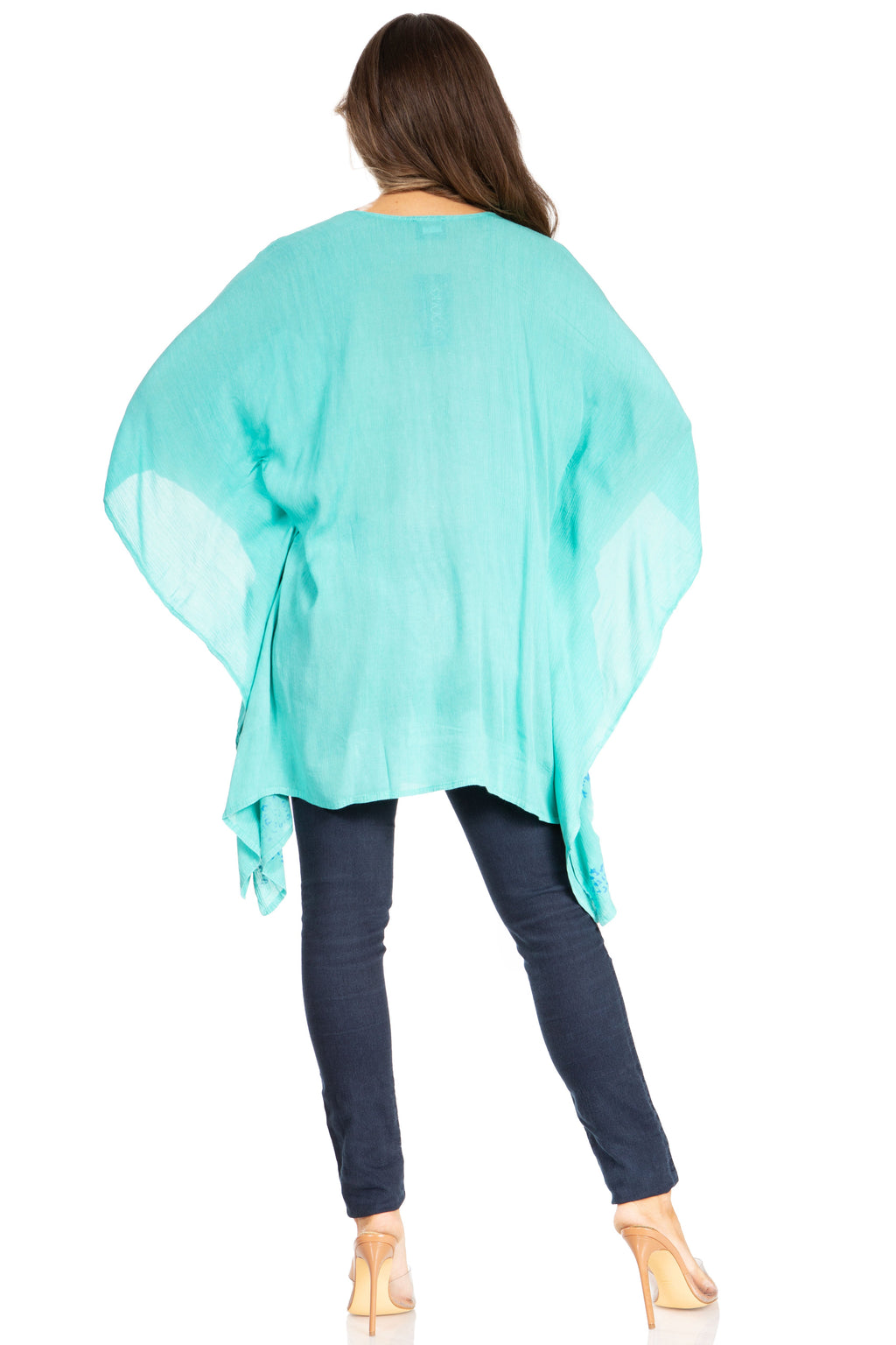 Adalwin Third Tie Dye Desert Sun Circle Tunic Top Blouse with Embroidery