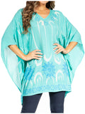 Adalwin Third Tie Dye Desert Sun Circle Tunic Top Blouse with Embroidery