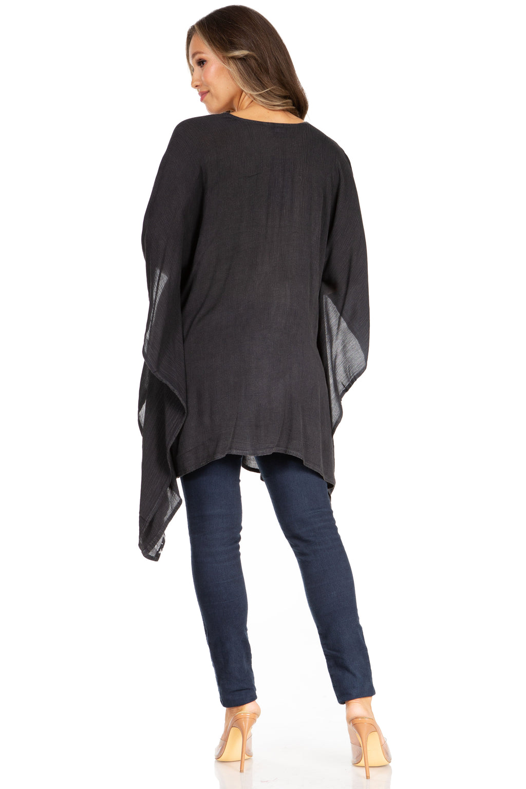 Adalwin Third Tie Dye Desert Sun Circle Tunic Top Blouse with Embroidery