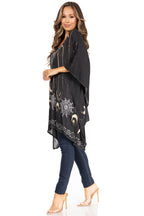 Adalwin Third Tie Dye Desert Sun Circle Tunic Top Blouse with Embroidery